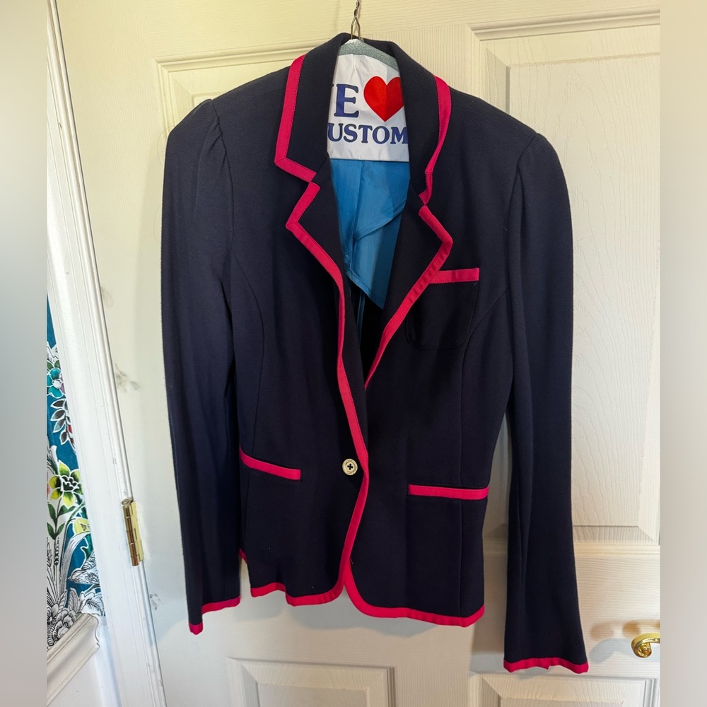 Lilly Pulitzer True Navy Blazer with Pink Accents Malibu Blazer Medium - Picture 3 of 6